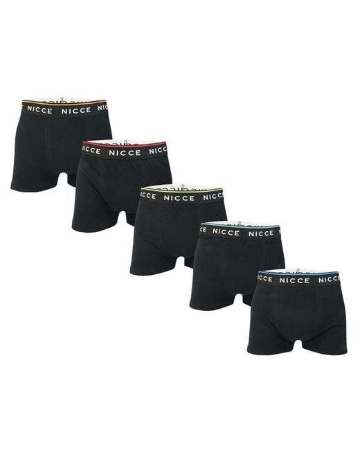 Nicce London Black Foxwell 5 Pack Boxer Shorts for men
