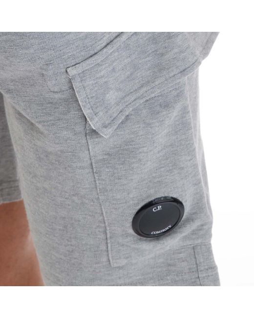 C P Company Gray Light Fleece Utility Shorts for men