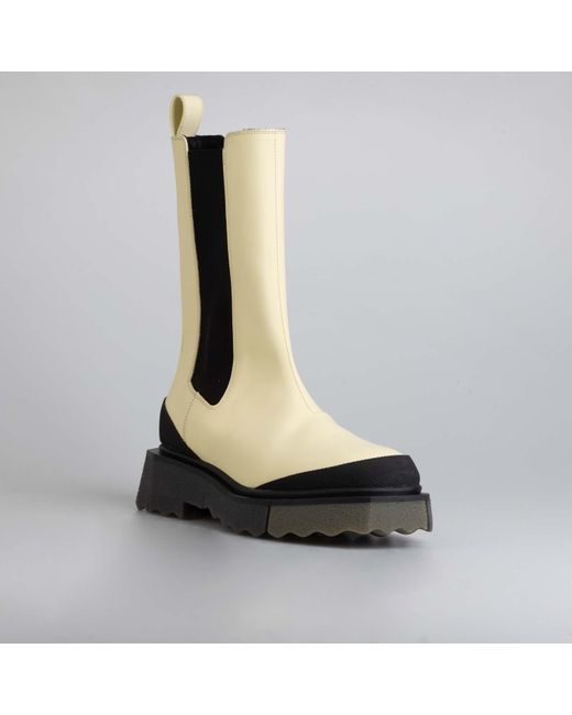 Off-White c/o Virgil Abloh Black Off Calf Sponge Chelsea Boots