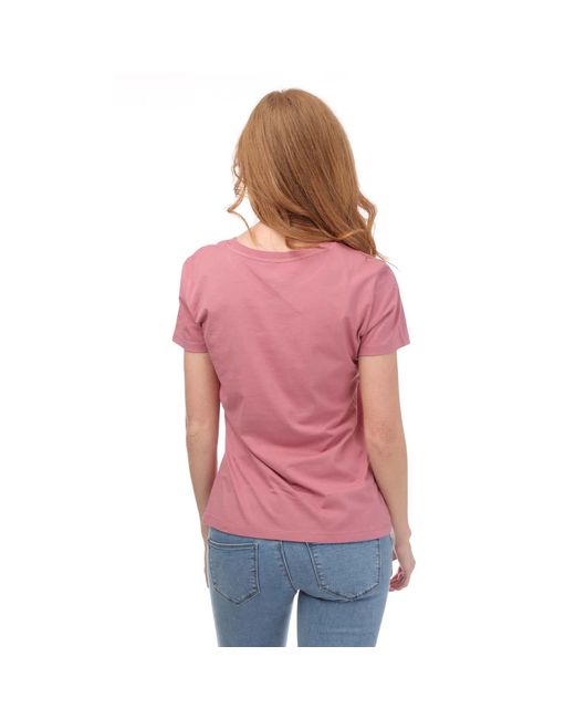 Armani Red Ladies Crew Neck T-Shirt Cotton