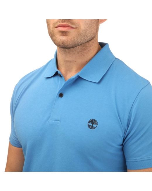 Timberland Blue Millers River Short Sleeve Polo for men
