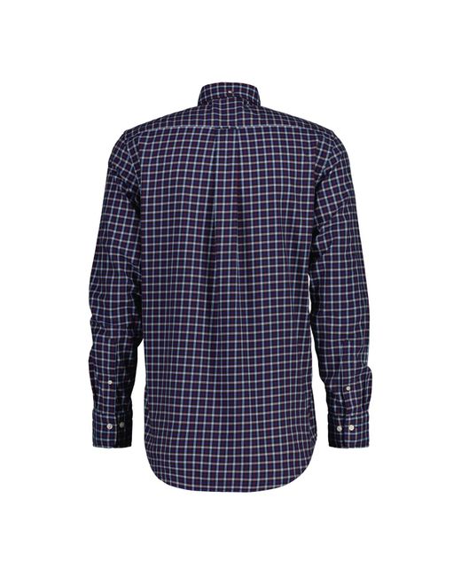 Gant Blue Regular Fit Twill Micro Multi Check Shirt for men