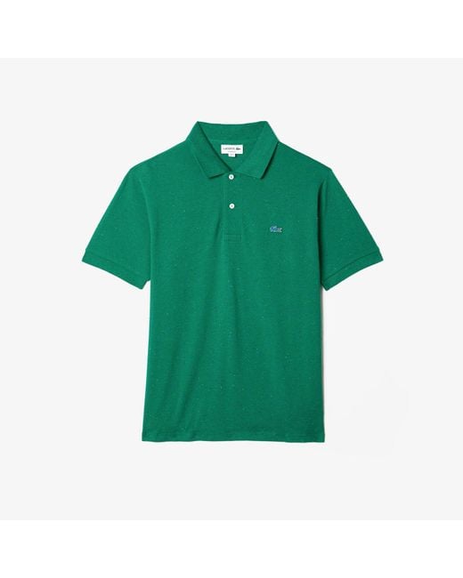 Lacoste Green Classic Fit Speckled Print Cotton Pique Polo Shirt for men