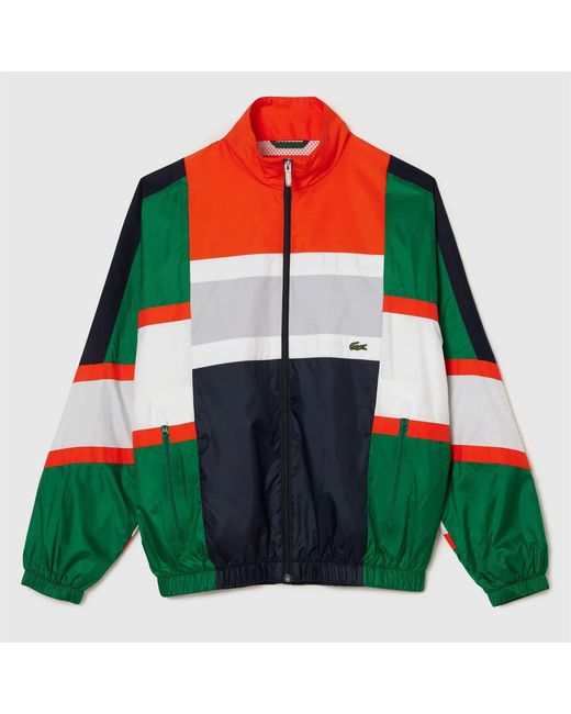 Lacoste Green Mixed Material Colour Block Sportsuit Jacket for men