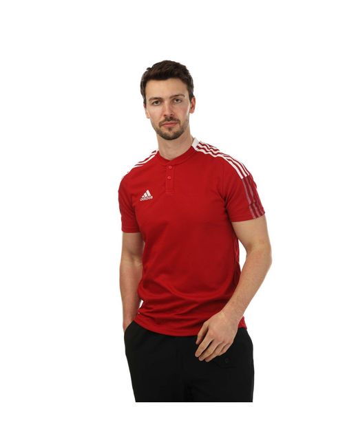 Adidas Red Tiro 21 Short Sleeve Polo Shirt for men