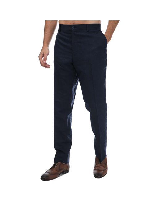 Guide London Blue Italian Cotton And Linen Blend Trousers for men