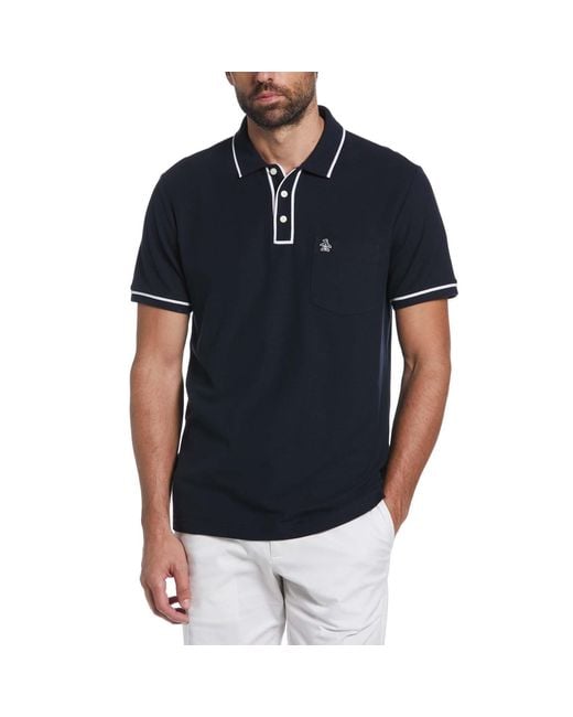 Original Penguin Black Earl Organic Cotton Pique Polo Shirt for men