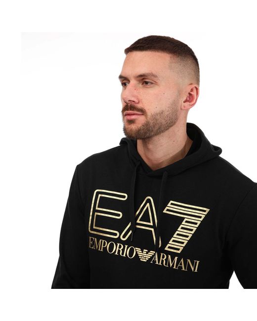 EA7 Black Graphic Neon Pullover Hoodie for men