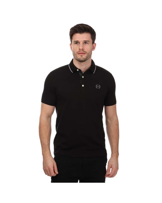 Armani Black Essential Tipped Collar Polo Shirt for men