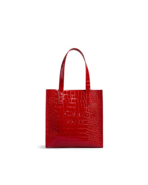 Ted Baker Red Reptcon Croc Detail Small Icon Bag