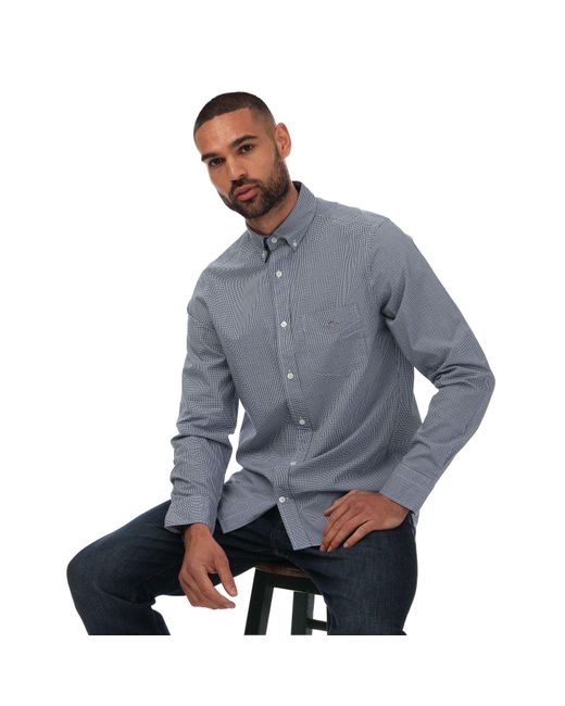Gant Blue Regular Fit Micro Checked Poplin Shirt for men