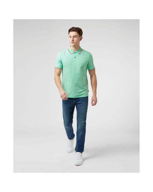 Scotch & Soda Green Tipped Short Sleeve Polo Shirt for men