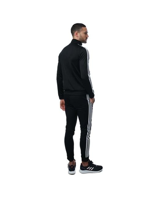 Adidas Black Basic 3 Stripe Tricot Tracksuit for men