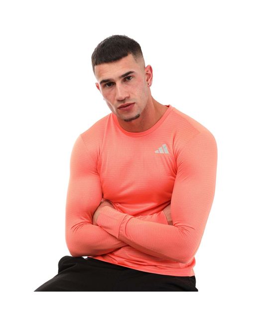 Adidas Red Own The Run Long Sleeve Top for men