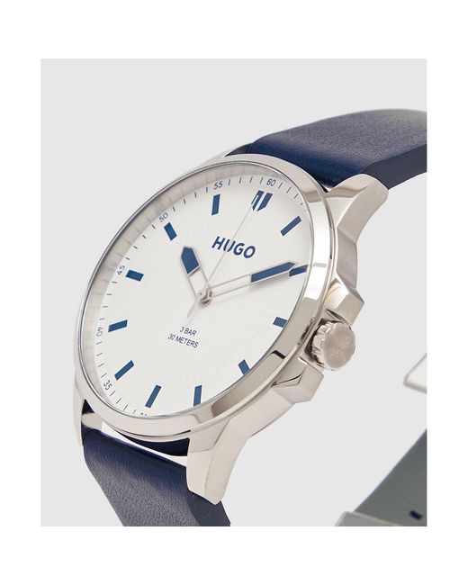 Boss Blue First Leather Strap Watch for men