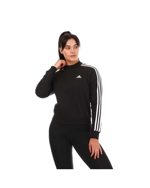Adidas Black 3-stripes Half Neck Sweatshirt