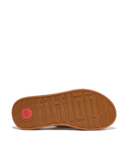 Fitflop Brown F-mode Leather Flatform Slide Sandals
