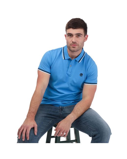 Timberland Blue Tipped Short Sleeve Polo for men