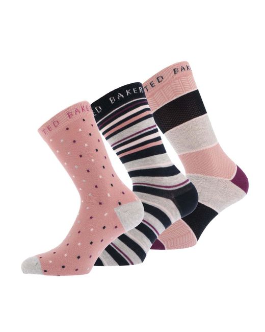 Ted Baker Pink 3 Pack Lowisa Socks
