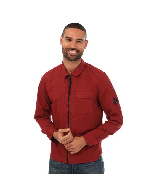 C P Company Red Arm Lens Overshirt for men