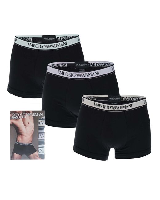 Emporio Armani Black 3 Pack Trunk for men