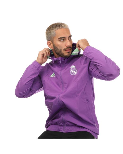 Adidas Purple Real Madrid 2022/23 All-weather Jacket for men