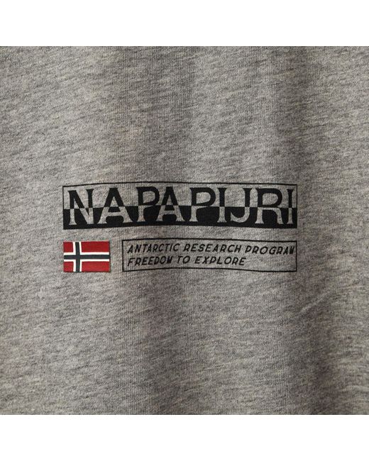 Napapijri Gray Kasba Logo Crew T-shirt for men