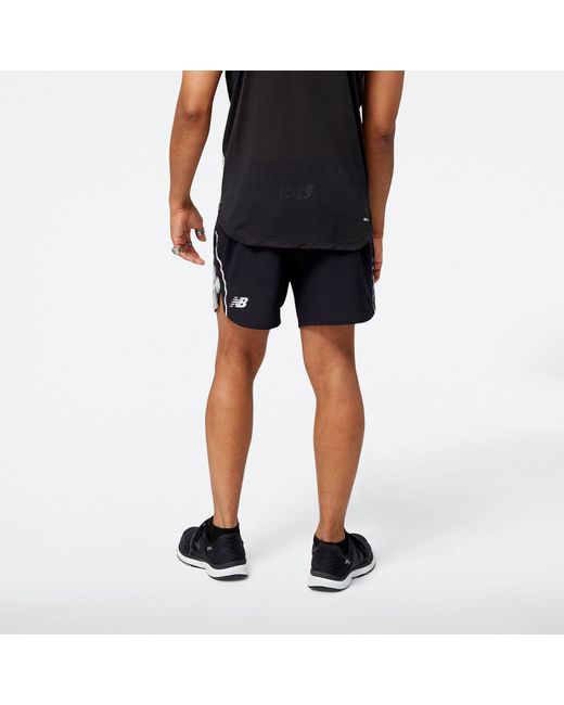 New Balance Black London Edition Printed Impact Run 5 Inch Shorts for men