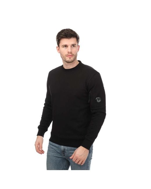C P Company Black Diagonal Raised Fleece Sweatshirt for men
