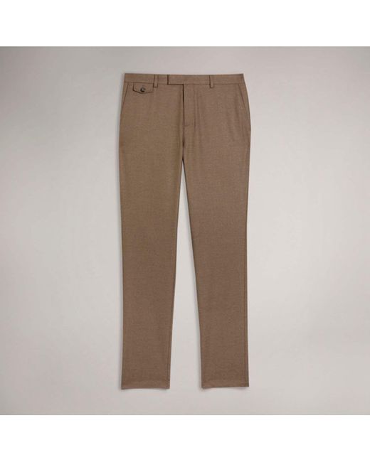 Ted Baker Brown Ngolo Irvine Slim Fit Flannel Trousers for men