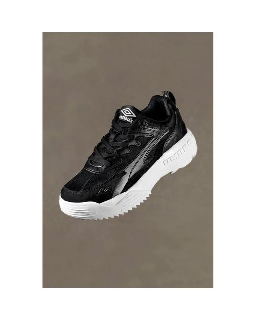 Umbro Black Exert Max Low Top Leather & Suede Trainers for men