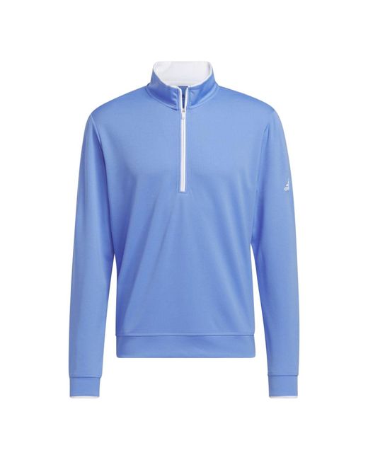 Adidas Blue Golf Quarter Zip Pullover for men