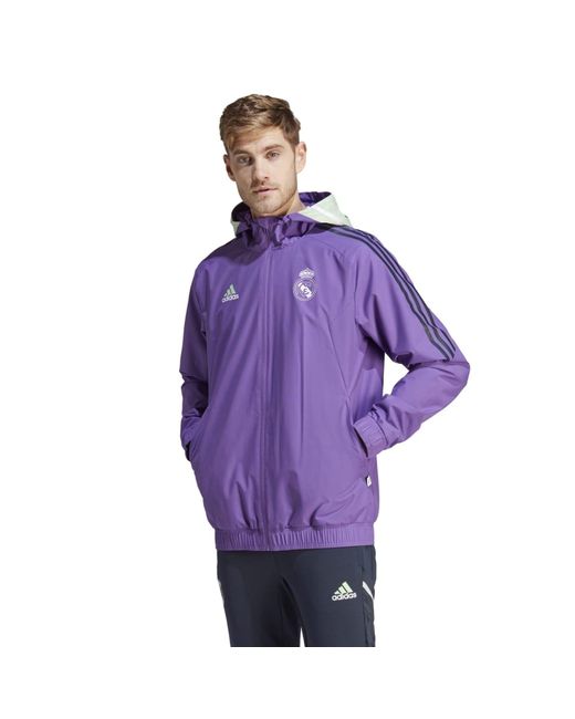 Adidas Purple Real Madrid 2022/23 All-weather Jacket for men