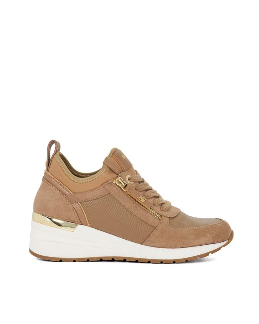 Dune Brown Eilisia Wedge Trainers