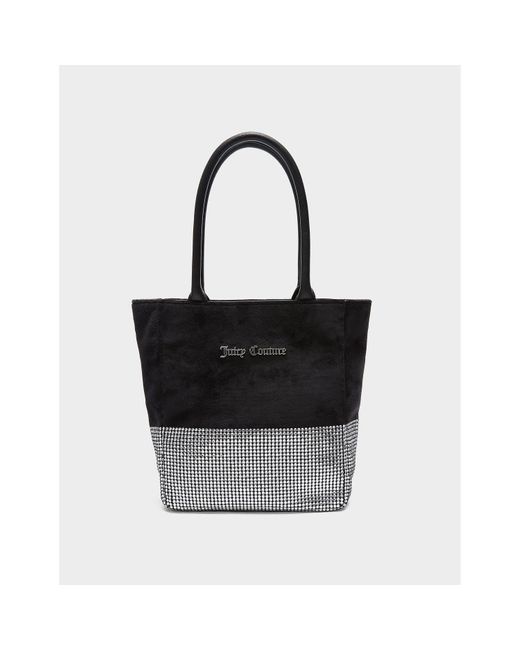 Juicy Couture Black Velour Diamante Tote Bag