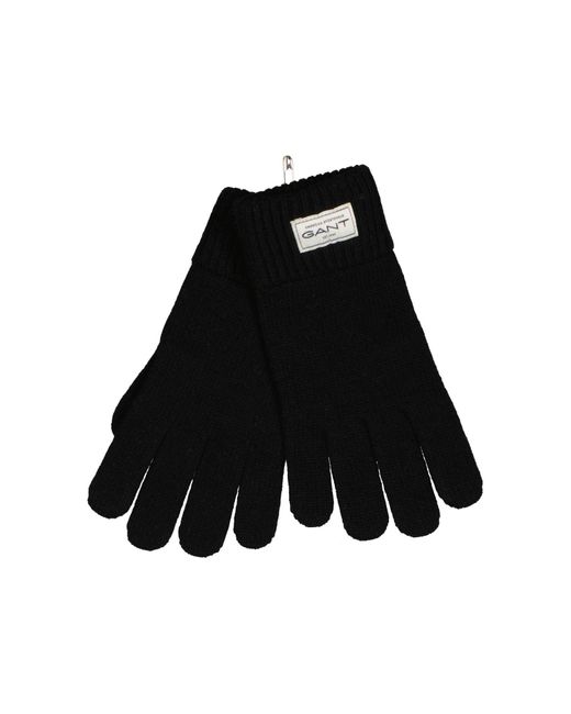 Gant Black Knitted Wool Gloves for men
