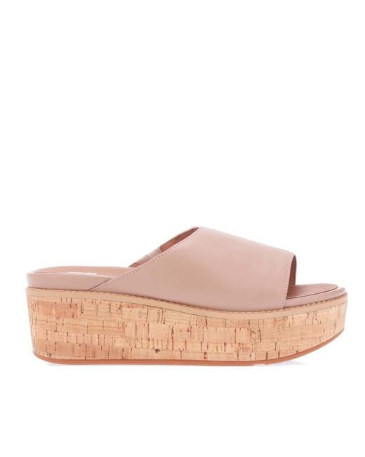 Fitflop Pink Eloise Leather Wedge Slide Sandals