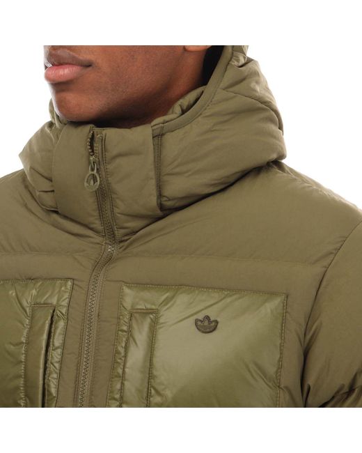 Adidas Originals Green Down Regen Hooded Puffer Jacket for men