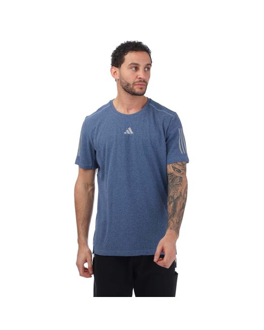 Adidas Blue Own The Run Heather T-shirt for men