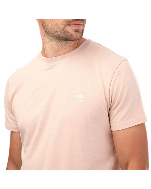 Timberland Chest Logo T-shirt in Pink for Men | Lyst UK
