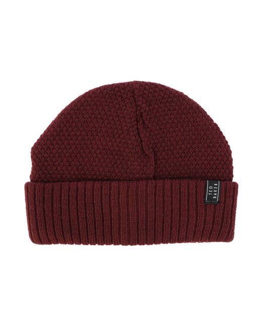 Ted Baker Red Maxt Knitted Beanie Hat for men