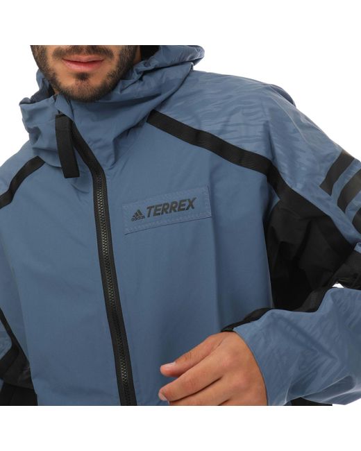Adidas Blue Terrex Utilitas Rain Jacket for men