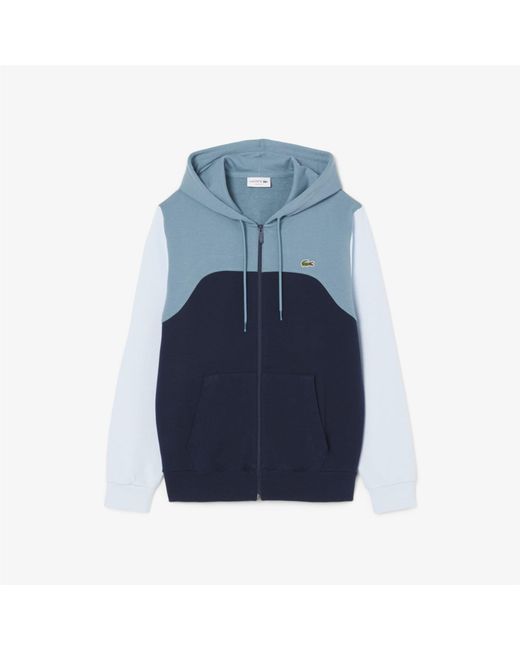 Lacoste Blue Zipped Colour Block Hoodie for men