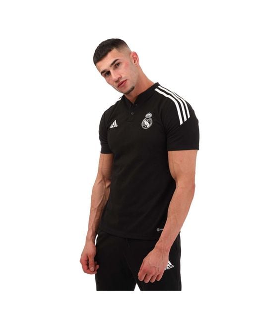 Adidas Black Real Madrid 2022/23 Training Polo Shirt for men