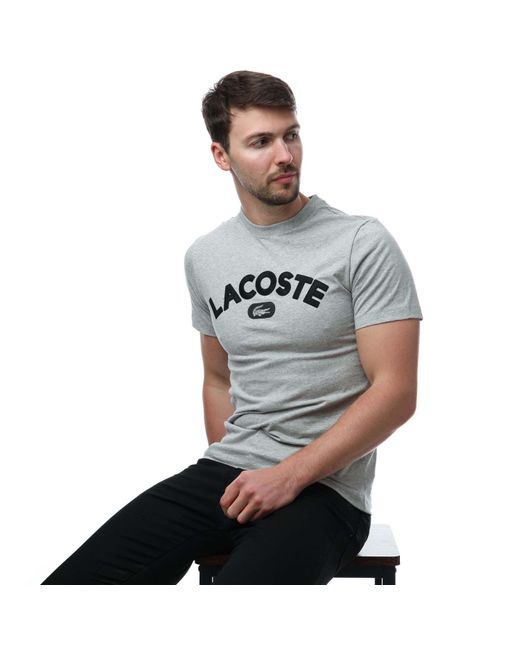 Lacoste Gray Print Logo Premium Cotton T-shirt for men