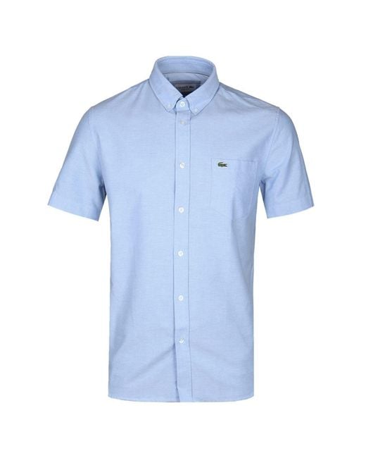 Lacoste Blue Regular Fit Cotton Oxford Ss Shirt for men