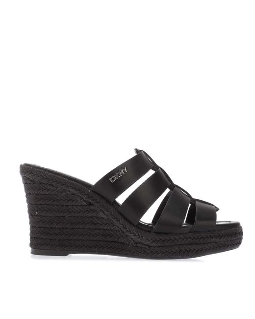 DKNY Black Cintera Wedge Sandals
