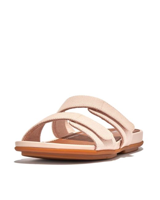 Fitflop Pink Gracie Adjustable Canvas Slide Sandals