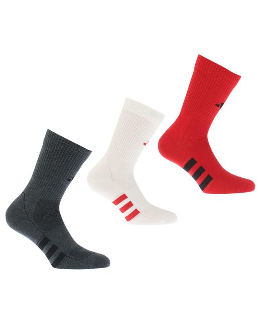 Adidas Red 3 Pack Crew Socks for men