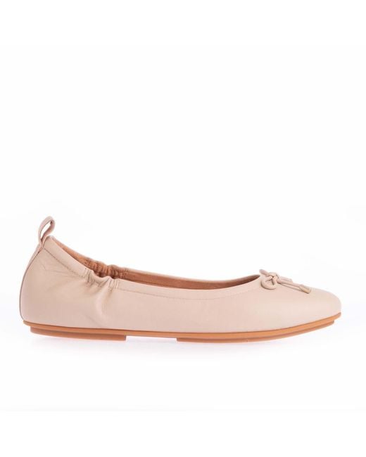 Fitflop Pink Allegro Bow Leather Ballerina Pumps